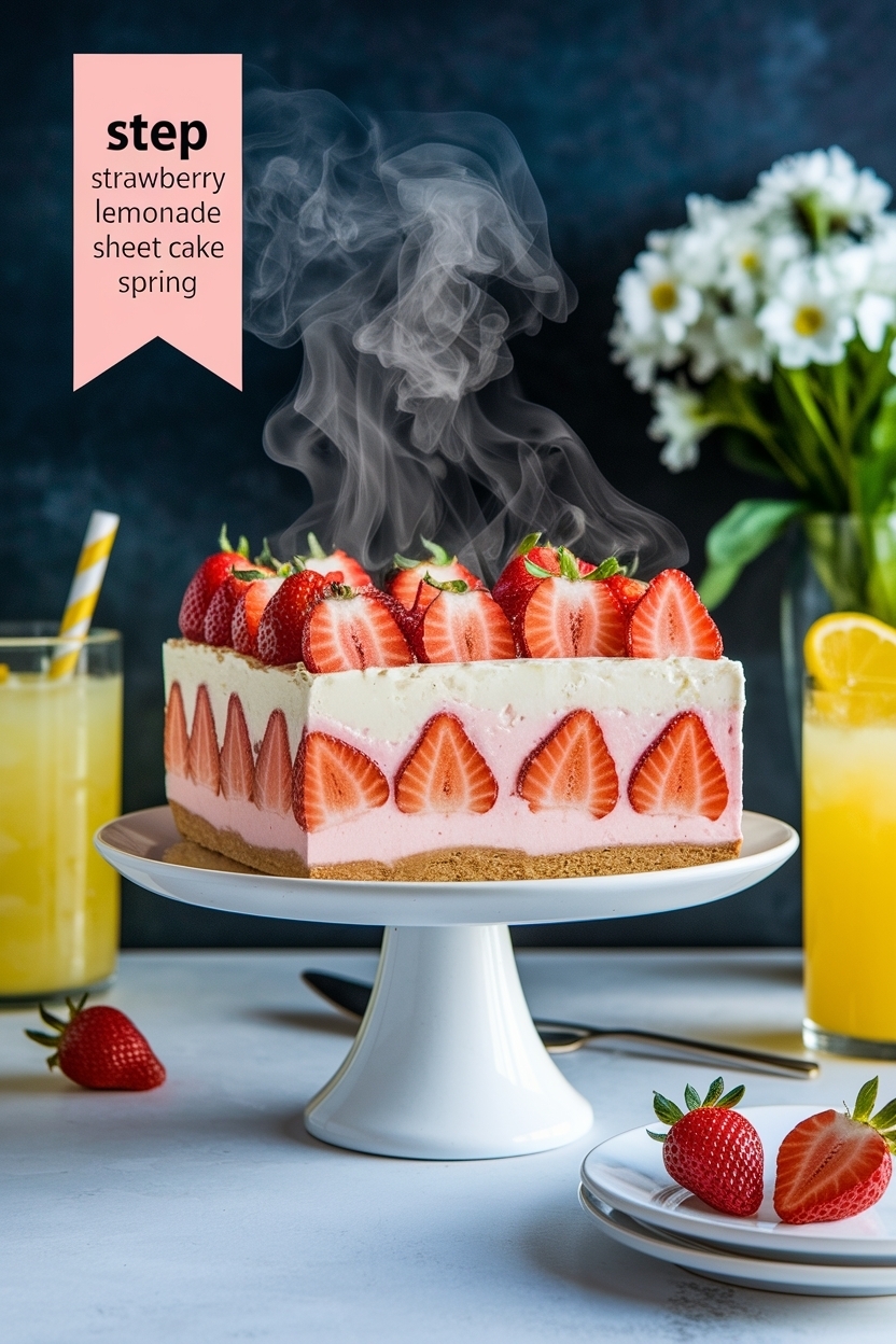 strawberry lemonade sheet cake spring