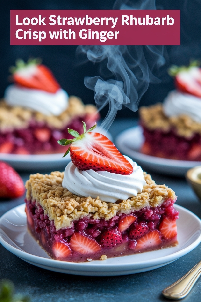strawberry rhubarb crisp with ginger