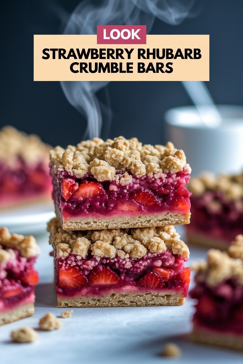 strawberry rhubarb crumble bars