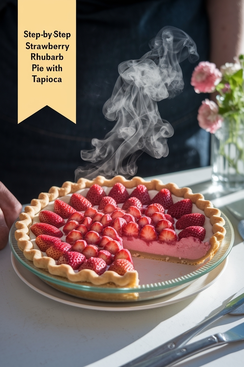 strawberry rhubarb pie with tapioca