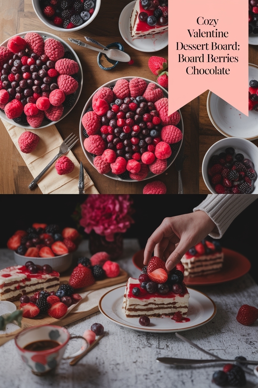valentine dessert charcuterie board berries chocolate
