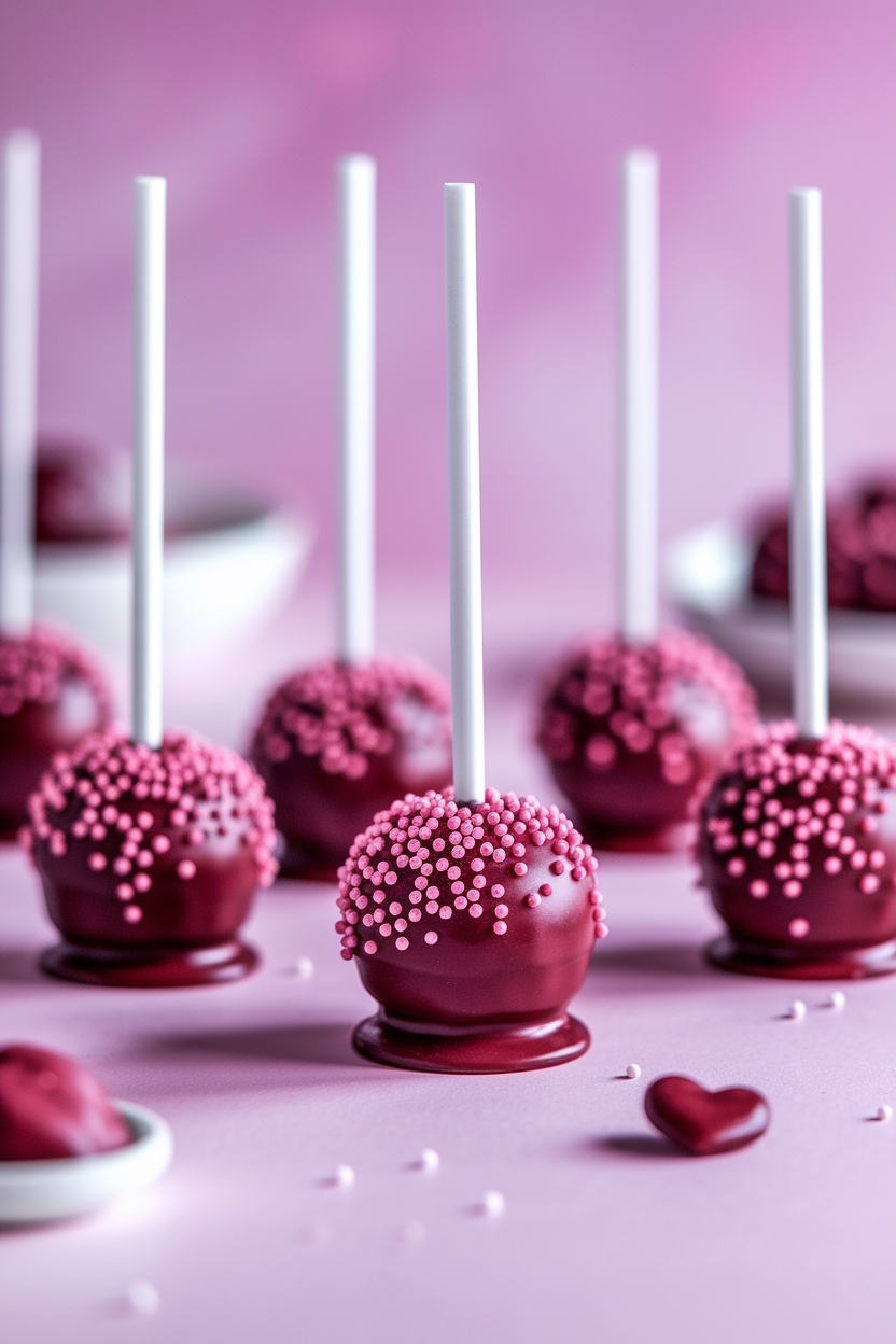 valentine red velvet cake pops