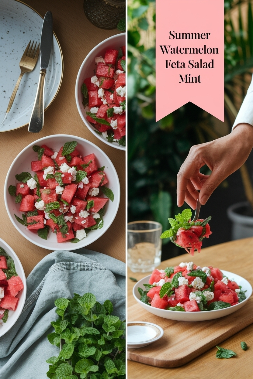 watermelon feta salad mint